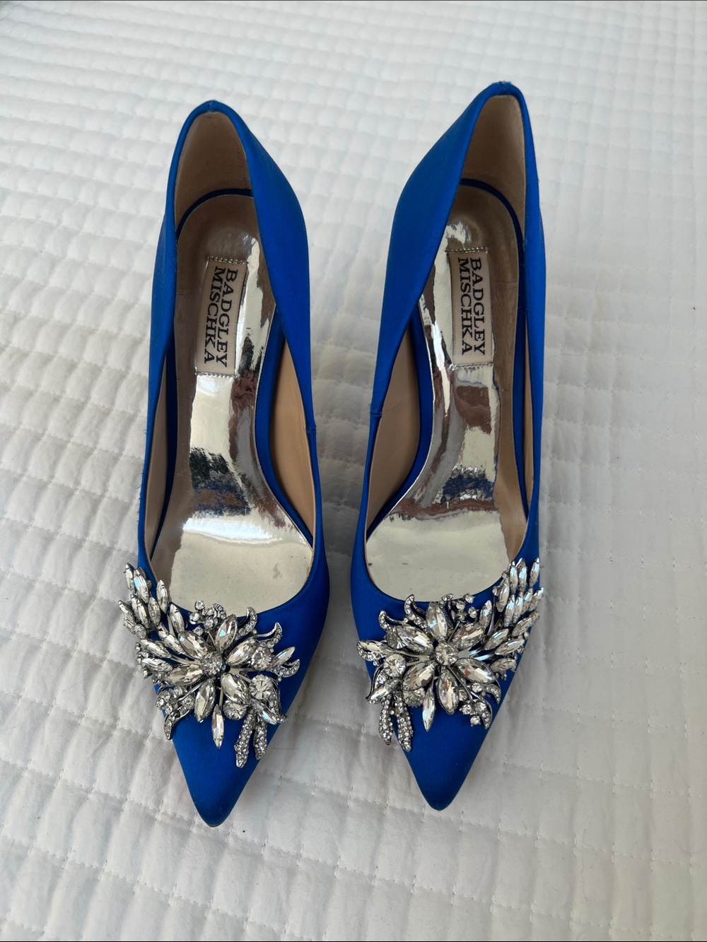 Badgley Mischka Cobalt Blue Jeweled Pointed-Toe Pumps